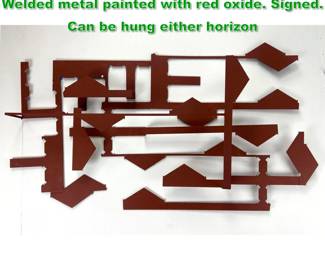 Lot 1399 JOE SELTZER Wall Sculpture Welded metal painted with red oxide. Signed. Can be hung either horizon