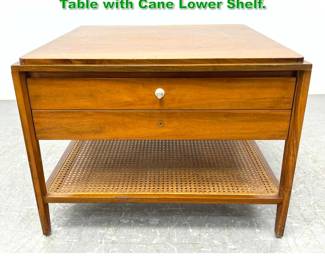 Lot 1188 Widdicomb Walnut 1 Drawer Side Table with Cane Lower Shelf. 