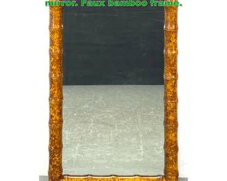 Lot 1286 Faux tortoise shell stained wood mirror. Faux bamboo frame. 