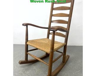 Lot 1522 Dutch oak rocking chair. Rocker. Woven Rush Seat 