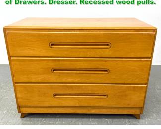Lot 1156 Mid Century Modern Maple Chest of Drawers. Dresser. Recessed wood pulls. 