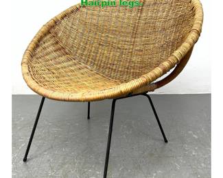 Lot 1219 Wicker and Iron Hoop Chair. Hairpin legs. 