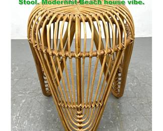 Lot 1205 Stylish Unusual Three Leg Rattan Stool. Modernist Beach house vibe. 