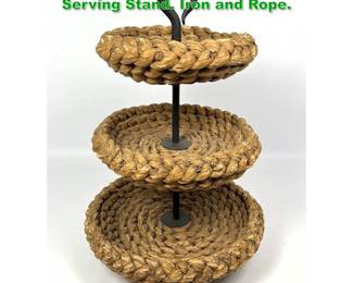 Lot 1476 Audoux Minet Freestanding 3 Tier Serving Stand. Iron and Rope. 