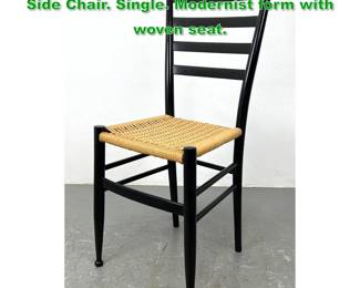 Lot 1240 Italian Style Ebonized Ladder Back Side Chair. Single. Modernist form with woven seat. 