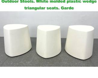 Lot 1433 3pc SELTZ by EMILIO NANNI Italian Outdoor Stools. White molded plastic wedge triangular seats. Garde