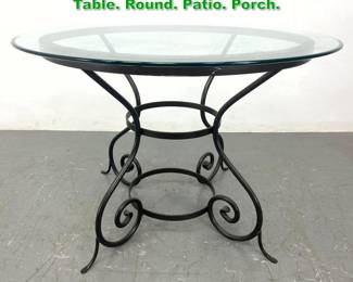 Lot 1359 Glass Top Iron Base Dining Cafe Table. Round. Patio. Porch. 