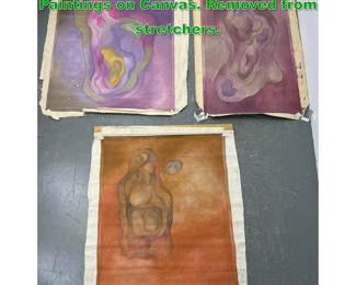 Lot 1128 3pcs Large Abstract Modern Paintings on Canvas. Removed from stretchers. 