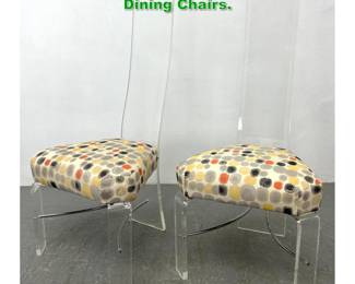 Lot 1611 Pair Tall Back Lucite Acrylic Dining Chairs. 