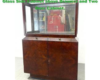 Lot 1537 Vintage French Display Cabinet. Glass Side Cabinet above Drawers and Two Door Cabinet. 