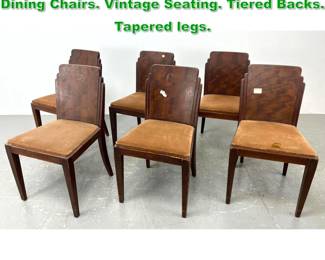 Lot 1625 Set 6 Roger Bal French Art Deco Dining Chairs. Vintage Seating. Tiered Backs. Tapered legs. 