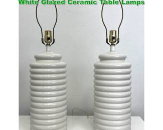 Lot 1269 Mid Century Modern Mod Ribbed White Glazed Ceramic Table Lamps