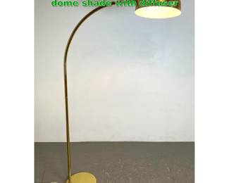 Lot 1304 Modernist Brass Arc Lamp. Brass dome shade with diffuser