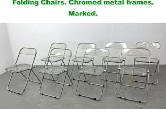 Lot 1294 Set 8 PIA CASTELLI Clear Lucite Folding Chairs. Chromed metal frames. Marked. 