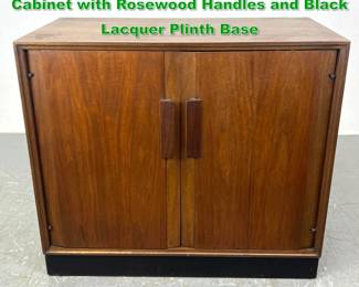Lot 1170 Mid Century Modern Walnut Server Cabinet with Rosewood Handles and Black Lacquer Plinth Base