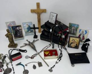 Vintage Religious Ephemera - Rosaries, Crosses, Prayer Cards +