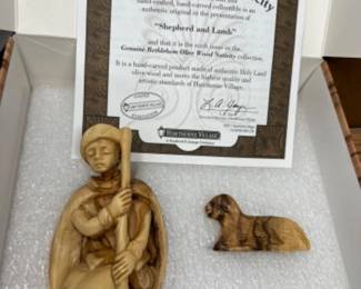 	NIB Carved Gorgeous Olive Wood Nativity Set - COAs - More pictures on website