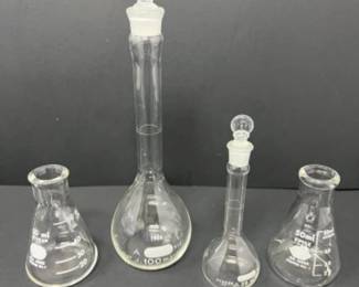 Vintage Pyrex Volumetric Flasks & Kimax Beaker