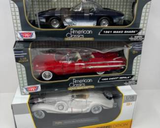 (3) NIB Diecast Metal 1/18 Scale Cars - Motor Max & Maisto