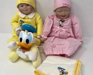 Porcelain Disney Baby Dolls - Donald Duck & Minnie Mouse