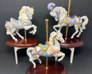 1980s Carousel Magic & Majesty Franklin Mint - Lenox Carousel Horses