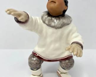 C Alan & Suzanne Johnson Peter Alaskan Eskimo Figurine - SIGNED