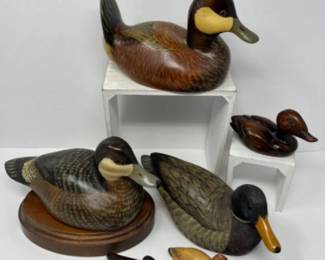 Hand Crafted Wood Decoy Ducks - SIGNED Hen Ruddy Montana Decoys