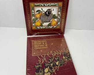 NIB EASTON Leather Cover Books - Night Before Christmas + 12 Days