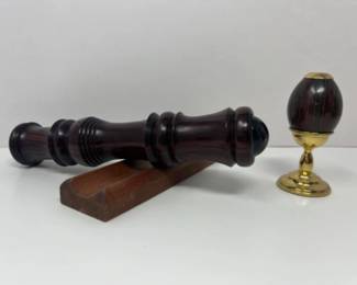 Carved Wood Kaleidoscopes - Van Cort Egg on Brass Stand