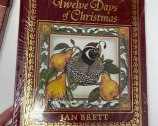 NIB EASTON Leather Cover Books - Night Before Christmas + 12 Days