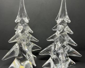 	Modernist Sculpture Crystal Tree Pair - 10"T