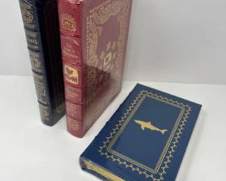 NIB EASTON Leather Cover Books - Jaws, The Road to Woodstock, & Giants