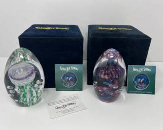 Glass Eye Studio Opal Veiled Jellyfish & Man O War Paperweights