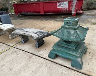 Cement Benches and Pagoda  You must move the Pagoda - Bring strong arms and a truck - You must load yourself