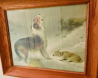 Antique Print " The Lamb and its four legged Savior"