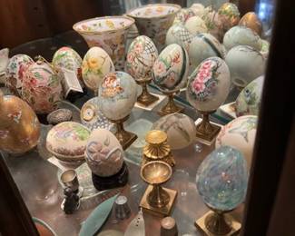 Hand painted eggs and Cloisenne 