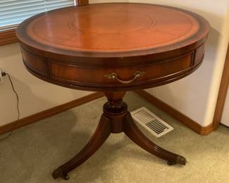 Imperial Mahogany Round Leather Top Table
