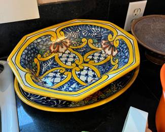 Talavera Mora Hand painted Serving Dishes 