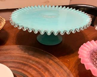 Fenton Turquoise Silvercrest Cake Plate