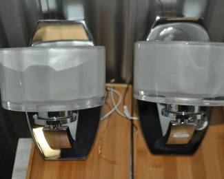 Pair of 8" Hinkley Polished Silver and Frosted Glass Wall Sconces, ($95)