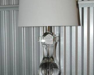 Beautiful 28” Heavy Glass Bubble Lamp on Silver-Tone Base with a Linen Lamp Shade ($350)