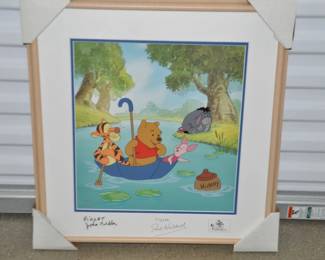 "Pooh's Honey Hunt" Disney's Framed Sericel is New and Is Double Signed by Paul Winchell (Tigger) & John Fiedler (Piglet)!  Comes with COA & Original Box 22" x 23" Overall, ($395).