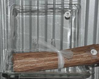 Fantastic Clear Glass Rectangle Serving Trays/Platters, in 2 Sizes ($18 & $25) Shown with a Set of 4 Tan Wipe-able Place mats ($25) 