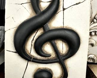 Sid Dickens Memory Block Tile"Treble Clef" T06, Retired (6" x 8"). Crackle Effect Used to Create an Aged Look & Feel ($90)