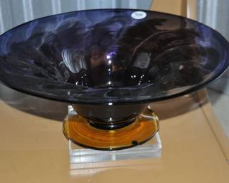 Gorgeous Blenko Lavender and Topez Blown Glass 15" Centerpiece Bowl 9322 ($120)