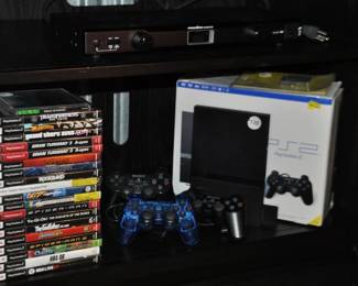 A Gamers Delight!  PS2 Slim Console Including Box, All Cords and Three Controllers, $130.  We also have 20 Games Available in Great Condition, Each Sold Separately.