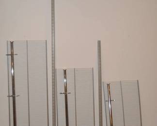 The Organized Living FreedomRail Ventilated Shelf System is Available in Five Lengths to Customize the Perfect Closet! All are 16" Deep, Epoxy Coated Steel, Nikel (Grey) Color and Made in the USA! Also Shown are the Coordinating Chrome Shelf Brackets with Rods, Clips and Stoppers and the UpRights!!! Several Rails also Available. All Priced Less Than 60% off Retail!  We have 5 of the 48", 19 of the 36", 14 of the 24" & 4 of the 20" & 1 of the 30" Shelves Available! Prices for the Shelves Range $8 -$20 each