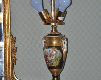 Another View of the Stunning Victorian Style Painted Porcelain LaBarge Lamps.