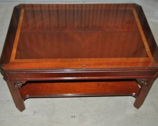 Vintage Altavista Chinese Chippendale Style Petite Coffee Table with Banded Rectangle Shaped Top, 32"w x 16.75"h x 22"d, $250
