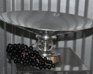 Fantastic Art Deco Aluminum Compote by Lurelle Guild for Kensington with Glass Globe Pedestal, C.1934, 13.5"w x 6"h ($95)